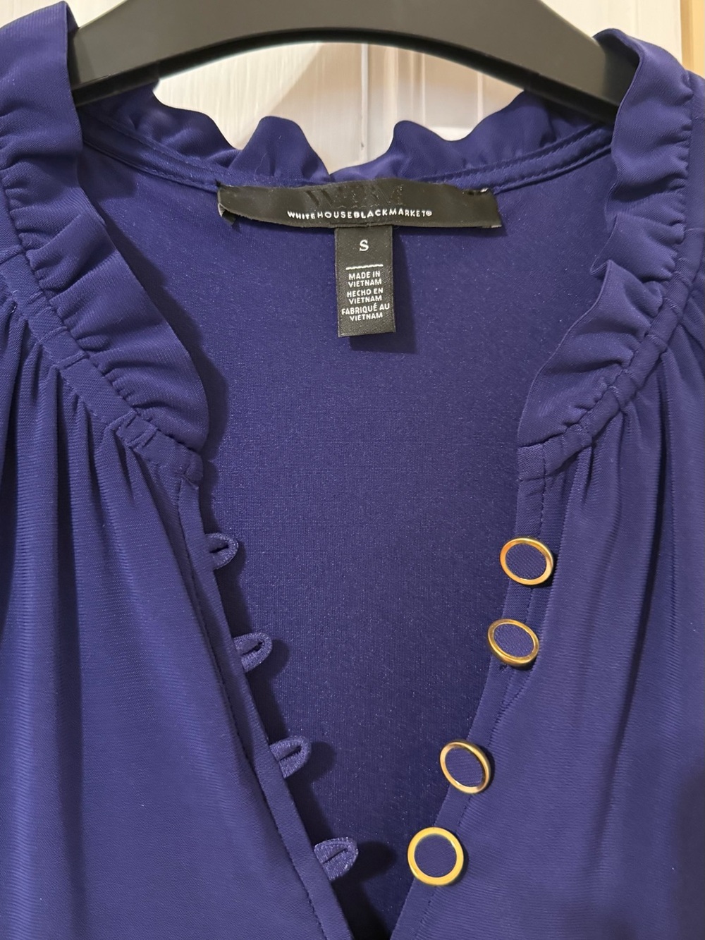 WHBM Violet Sleeveless Blouse with Gold Ring Button accents - Picture 2 of 4